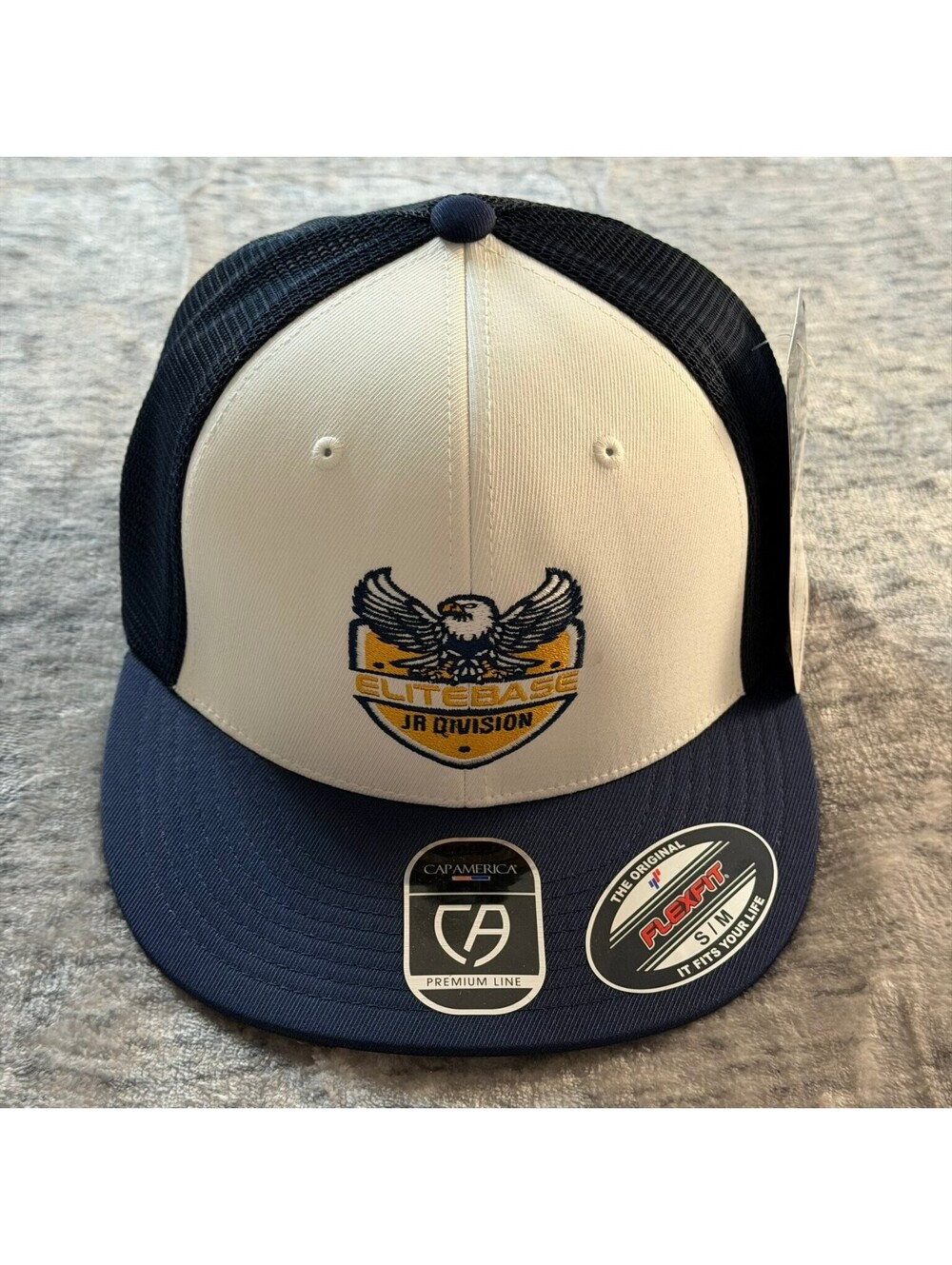 CAPAMERICA Elitebase Jr Division Flexfit Trucker Hat S/M Navy Blue Cream